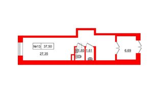 Помещение в ЖК ЦДС Приневский, 37.5 м², 1 этаж