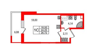 Квартира в ЖК Pulse Premier, студия, 23.9 м², 12 этаж