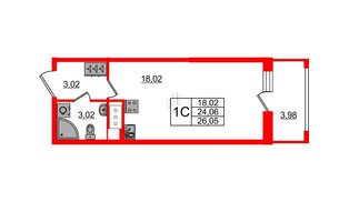 Квартира в ЖК «Пульс Премьер», студия, 24.06 м², 5 этаж