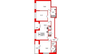 Квартира в ЖК «Пульс Премьер», 3 комнатная, 94.6 м², 11 этаж