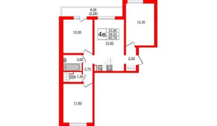 Квартира в ЖК 'Цветной город', 3 комнатная, 60.78 м², 3 этаж