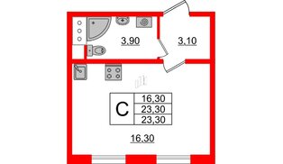 Квартира в ЖК Ржевский парк, студия, 23.3 м², 15 этаж