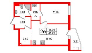 Квартира в ЖК «Новоорловский», 1 комнатная, 42.9 м², 2 этаж