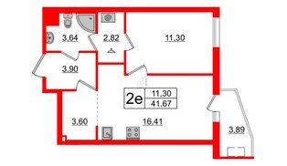Квартира в ЖК «Новоорловский», 1 комнатная, 42.7 м², 3 этаж