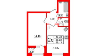 Квартира в ЖК БелАРТ, 1 комнатная, 39.13 м², 5 этаж
