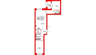 Квартира в ЖК Наука, 2 комнатная, 83.2 м², 12 этаж