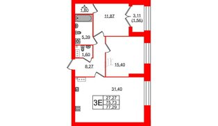 Квартира в ЖК Наука, 2 комнатная, 78.3 м², 2 этаж