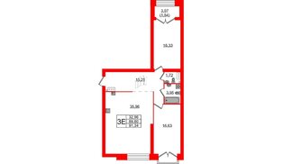 Квартира в ЖК «Наука», 2 комнатная, 96.5 м², 13 этаж