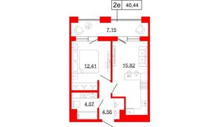 Квартира в ЖК Коллекционный дом 1919, 1 комнатная, 40.44 м², 8 этаж