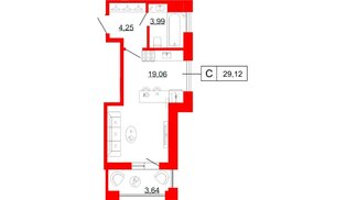 Квартира в ЖК Коллекционный дом 1919, студия, 29.12 м², 8 этаж