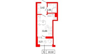 Квартира в ЖК Коллекционный дом 1919, студия, 22.02 м², 7 этаж