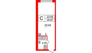 Апартаменты в ЖК Ladozhsky Avenir, студия, 26.67 м², 7 этаж