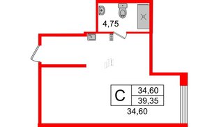 Апартаменты в ЖК Ladozhsky Avenir, студия, 39.35 м², 10 этаж