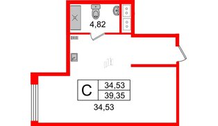 Апартаменты в ЖК Ladozhsky Avenir, студия, 39.35 м², 13 этаж