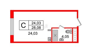 Апартаменты в ЖК Ladozhsky Avenir, студия, 28.08 м², 4 этаж
