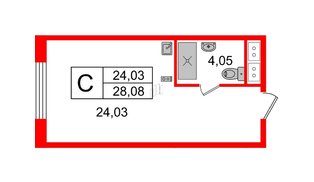 Апартаменты в ЖК Ladozhsky Avenir, студия, 28.08 м², 5 этаж