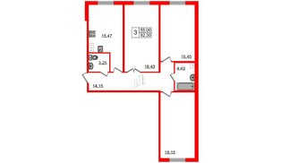 Квартира в ЖК Granholm Village, 3 комнатная, 92.3 м², 1 этаж
