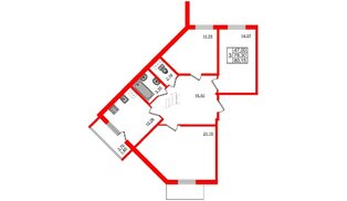 Квартира в ЖК Granholm Village, 3 комнатная, 80.15 м², 2 этаж