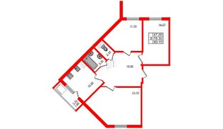 Квартира в ЖК Granholm Village, 3 комнатная, 80.15 м², 6 этаж
