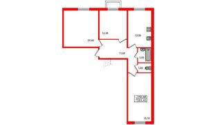 Квартира в ЖК Granholm Village, 3 комнатная, 81.4 м², 1 этаж