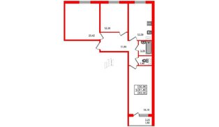Квартира в ЖК Granholm Village, 3 комнатная, 83 м², 3 этаж