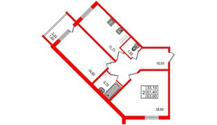 Квартира в ЖК Granholm Village, 2 комнатная, 63 м², 4 этаж