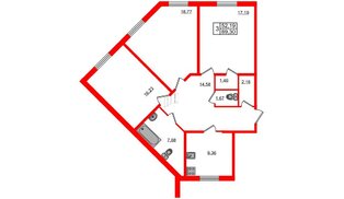 Квартира в ЖК Granholm Village, 3 комнатная, 89.3 м², 1 этаж