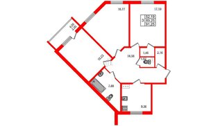 Квартира в ЖК Granholm Village, 3 комнатная, 91.25 м², 2 этаж