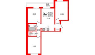Квартира в ЖК 'Цветной город', 3 комнатная, 60.1 м², 3 этаж