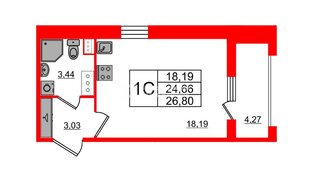 Квартира в ЖК Прайм Приморский, студия, 24.66 м², 5 этаж