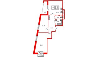 Квартира в ЖК Прайм Приморский, 2 комнатная, 74.3 м², 6 этаж