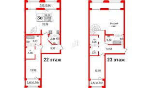 Квартира в ЖК Шепилевский, 2 комнатная, 111.02 м², 22 этаж