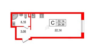 Апартаменты в ЖК ZOOM на Неве, студия, 29.36 м², 4 этаж