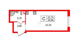 Апартаменты в ЖК ZOOM на Неве, студия, 29.36 м², 7 этаж