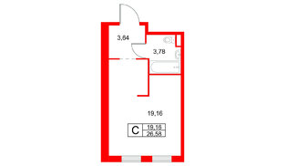 Апартаменты в ЖК ZOOM на Неве, студия, 26.58 м², 14 этаж
