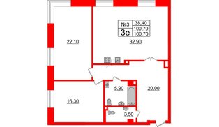 Квартира в ЖК Neva Haus, 2 комнатная, 100.7 м², 1 этаж