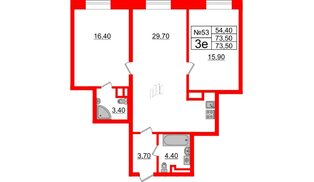 Квартира в ЖК Neva Haus, 2 комнатная, 73.5 м², 7 этаж