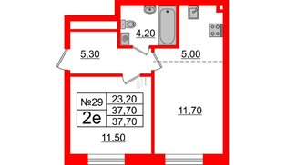 Квартира в ЖК Neva Haus, 1 комнатная, 37.7 м², 6 этаж