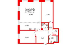 Квартира в ЖК Neva Haus, 2 комнатная, 114.9 м², 8 этаж