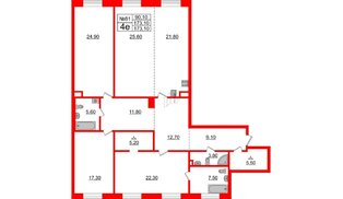 Квартира в ЖК Neva Haus, 3 комнатная, 173.1 м², 2 этаж