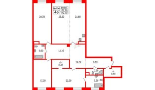 Квартира в ЖК Neva Haus, 3 комнатная, 173 м², 5 этаж