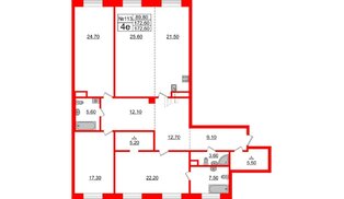 Квартира в ЖК Neva Haus, 3 комнатная, 172.6 м², 6 этаж