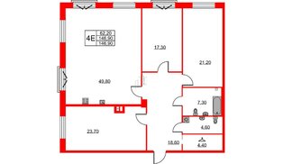 Квартира в ЖК Neva Haus, 3 комнатная, 146.9 м², 1 этаж