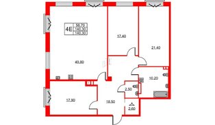 Квартира в ЖК Neva Haus, 3 комнатная, 140.3 м², 2 этаж
