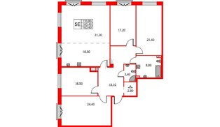 Квартира в ЖК Neva Haus, 4 комнатная, 163.4 м², 3 этаж