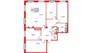 Квартира в ЖК Neva Haus, 4 комнатная, 162.4 м², 8 этаж