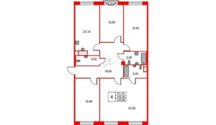 Квартира в ЖК Neva Haus, 4 комнатная, 146.8 м², 7 этаж