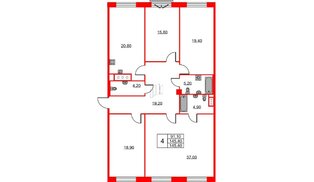 Квартира в ЖК Neva Haus, 4 комнатная, 146.3 м², 9 этаж