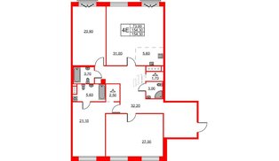 Квартира в ЖК Neva Haus, 3 комнатная, 155.4 м², 8 этаж