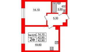 Квартира в ЖК Neva Haus, 1 комнатная, 42.9 м², 4 этаж